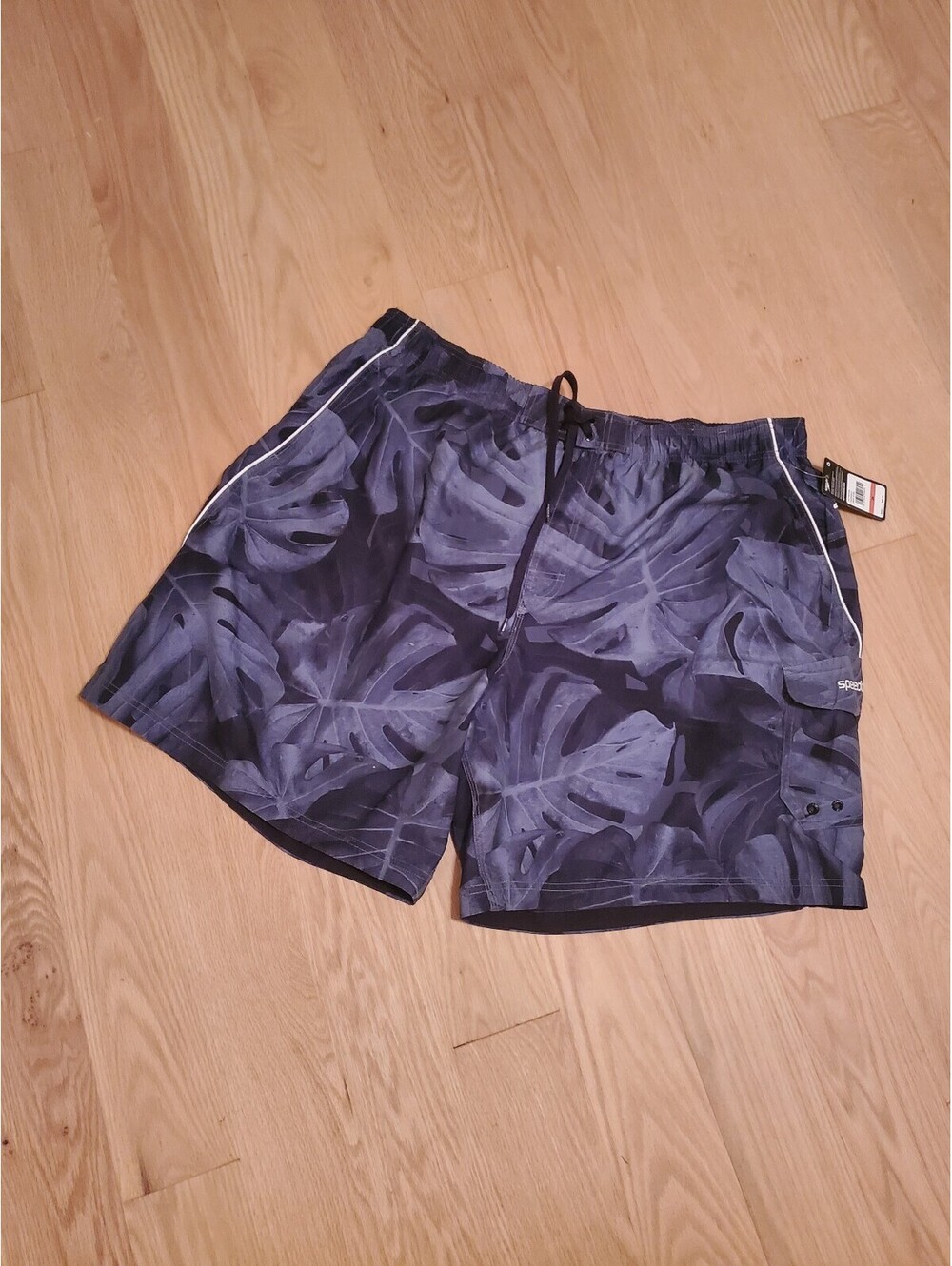 Speedo Men's 3X Deep Steel Leaf Print Swim Shorts